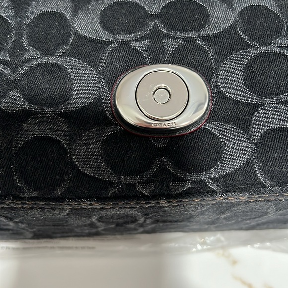 Coach Tabby Washed Denim Black Denim Signature Soft Small Shoulder Bag - Picture 11 of 14